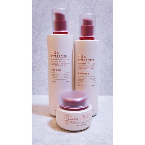 THE FACE SHOP Pomegranate & Collagen Trio | Toner + Emulsion + Cream - Picture 1 of 8
